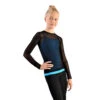 IceDress - Figure Skating Two-Layer Top : Mesh Long Sleeve With Cami Top (Black And Blue) -Figure Skating Equipment Shop 1.1672309949 41837.1672314365