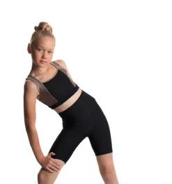 Icedress - Crop-Top And Biker Shorts With Criss Cross Lace Design (Black And Beige) -Figure Skating Equipment Shop 1.1672313892 81395.1672314845