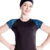 Elite Xpression - Black T-shirt With Sublimated Sleeves - Blue Sparkle -Figure Skating Equipment Shop 14 C300 SPKBLU 2 37932 19286 48336.1573868053