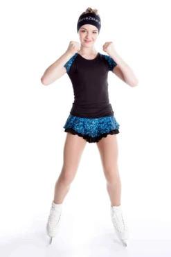 Elite Xpression - Black T-shirt With Sublimated Sleeves - Blue Sparkle -Figure Skating Equipment Shop 14 C300 SPKBLU 3 86165 03274 22661.1570398224