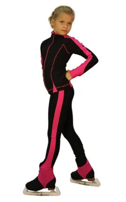IceDress Figure Skating Outfit - Thermal -Bracket (Black With Fuchsia Line)