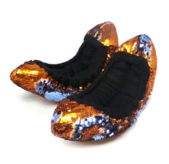 Kami So Mermaid Flip Sequin Figure Skating Soakers - Gold, Dark Blue