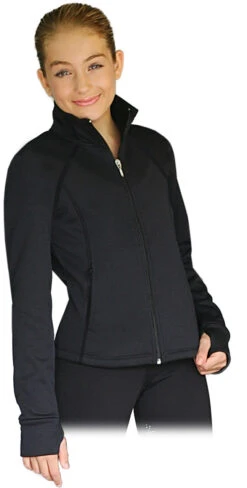 JT98 Princess Seam Fitted Figure Skating Jacket With Zipper Pocktes & Thumb Holes