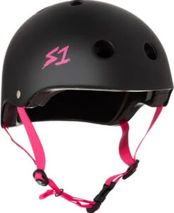 S1 Lifer Helmet - Black Matte W/ Pink Straps