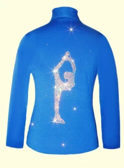 Blue Figure Skating Jacket With "Biellmann" Applique