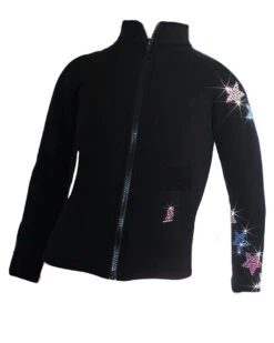 Ice Skating Jacket With "USA Spiral Stars" Rhinestones Design
