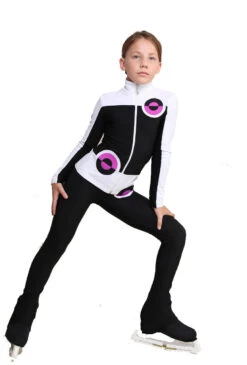 IceDress Figure Skating Outfit - Thermal - Bubble Gum (Black, White, Purple)