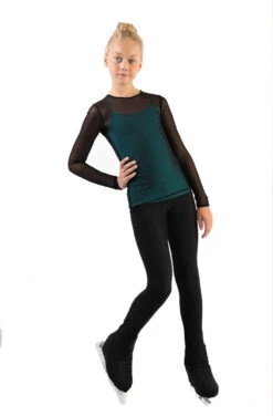 IceDress - Figure Skating Two-Layer Top : Mesh Long Sleeve With Cami Top (Black And Turquoise) -Figure Skating Equipment Shop 2.1672309908 88547.1672314358