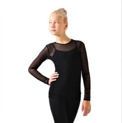 IceDress - Figure Skating Two-Layer Top : Mesh Long Sleeve With Cami Top (Black And Black) -Figure Skating Equipment Shop 2.1672310035 85881.1672314380