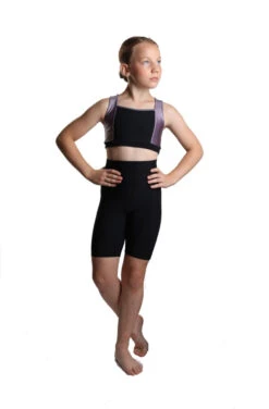 Icedress - Crop-Top And Biker Shorts With Criss Cross Lace Design (Black And Lilac) -Figure Skating Equipment Shop 2.1672313936 67013.1672314852