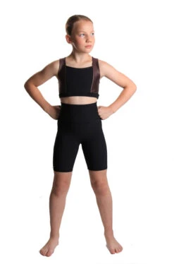 Icedress - Crop-Top And Biker Shorts With Criss Cross Lace Design (Black And Cocoa) -Figure Skating Equipment Shop 2.1672314034 44334.1672314866