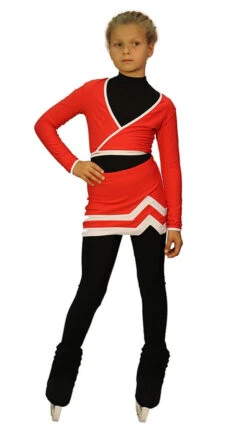 IceDress Figure Skating Outfit - Thermal - Line (Red With White Line)