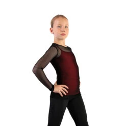 IceDress Ice - Figure Skating Two-Layer Top : Mesh Long Sleeve With Cami Top (Black And Red) -Figure Skating Equipment Shop 2 1.1672310126 00796.1672314395