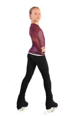 IceDress - Figure Skating Two-Layer Top : Mesh Long Sleeve With Cami Top (Burgundy And White) -Figure Skating Equipment Shop 3.1672309827 35882.1672314344