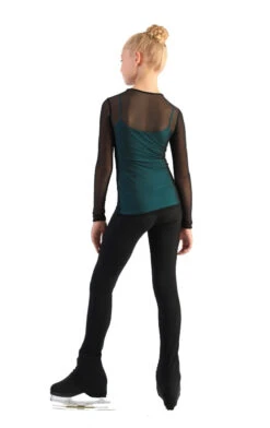 IceDress - Figure Skating Two-Layer Top : Mesh Long Sleeve With Cami Top (Black And Turquoise) -Figure Skating Equipment Shop 3.1672309910 24927.1672314358