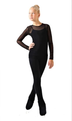 IceDress - Figure Skating Two-Layer Top : Mesh Long Sleeve With Cami Top (Black And Black) -Figure Skating Equipment Shop 3.1672310037 86089.1672314380
