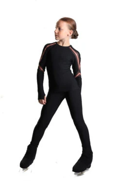 IceDress - Figure Skating Longsleeve Top - Track (Black And Caramel) -Figure Skating Equipment Shop 3.1672310300 26410.1672314425