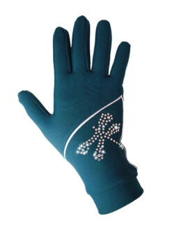 Icedress - Thermal Figure Skating Gloves "Shine" (Emerald With Rhinestones )