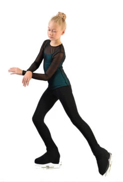 IceDress - Figure Skating Two-Layer Top : Mesh Long Sleeve With Cami Top (Black And Turquoise) -Figure Skating Equipment Shop 4.1672309912 71984.1672314358