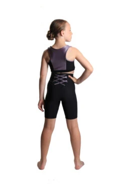 Icedress - Crop-Top And Biker Shorts With Criss Cross Lace Design (Black And Lilac) -Figure Skating Equipment Shop 5.1672313940 13908.1672314852