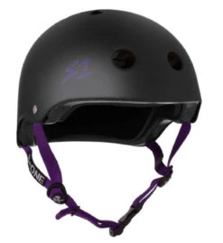 S1 Lifer Helmet - Black Matte W/ Purple Straps
