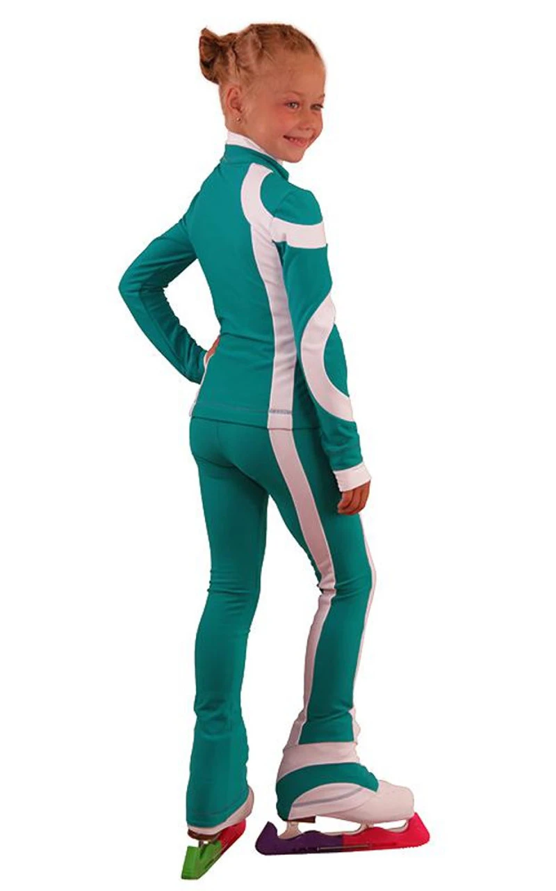 IceDress Figure Skating Outfit - Thermal - Cross-Roll (Emerald With White) 5 IceDress Figure Skating Outfit - Thermal - Cross-Roll (Emerald With White) - Image 3