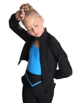 Icedress - Thermal Figure Skating Outfit "Trio" - Cropped Jacket/ Top/ High-Waisted Legging (Black And Blue) -Figure Skating Equipment Shop 6.1672313226 58145.1672314745