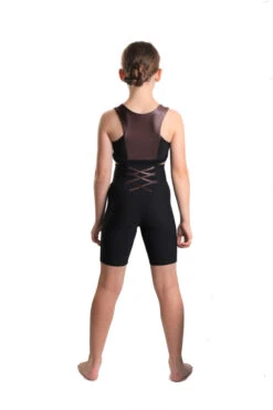 Icedress - Crop-Top And Biker Shorts With Criss Cross Lace Design (Black And Cocoa) -Figure Skating Equipment Shop 6.1672314037 96597.1672314866