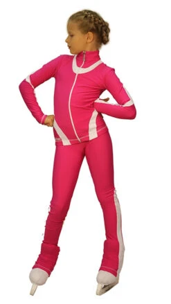 IceDress Figure Skating Outfit - Thermal -Flip (Fuchsia With White Line)