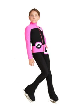 IceDress Figure Skating Pants - Thermal - Bubble Gum (Black, Hot Pink)