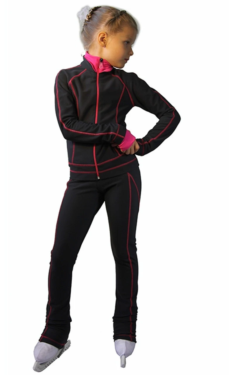 IceDress Figure Skating Thermal Jacket -Todes(Grey With Pink Line)