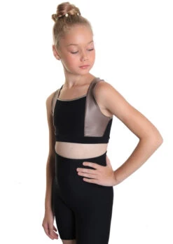 Icedress - Crop-Top And Biker Shorts With Criss Cross Lace Design (Black And Beige) -Figure Skating Equipment Shop 7.1672313890 15552.1672314845