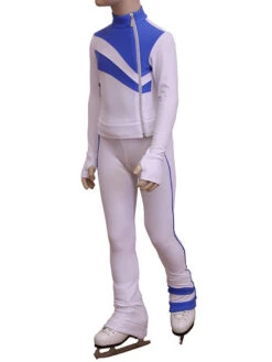 IceDress Figure Skating Thermal Jacket - Rays (White And Blue)