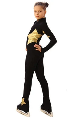 IceDress Figure Skating Outfit - Thermal - Little Star (Black With Gold)