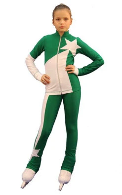 IceDress Figure Skating Outfit - Thermal - Space (Green With White)