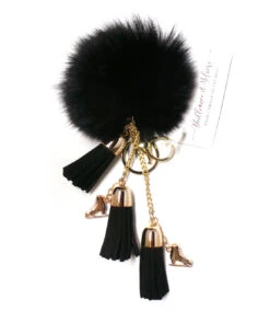 Ice Skating Jewelry - Fluffy & Black Keychain