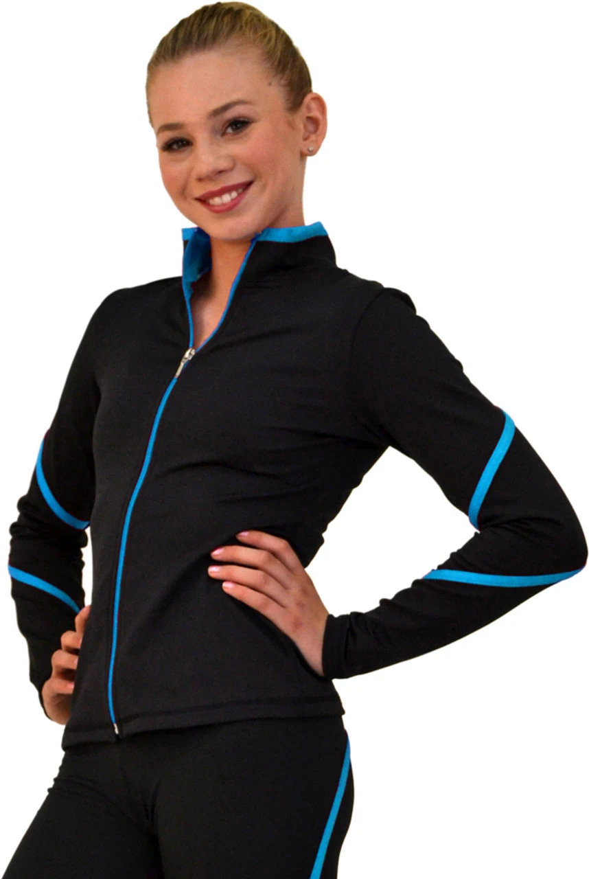 ChloeNoel J76 Heavy Poly Spandex Pipings Swirl Figure Skating Jacket - Image 2
