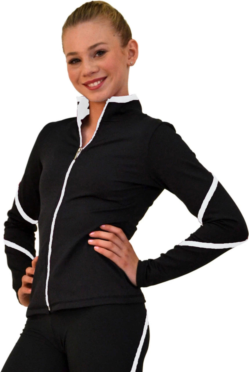 ChloeNoel J76 Heavy Poly Spandex Pipings Swirl Figure Skating Jacket - Image 4