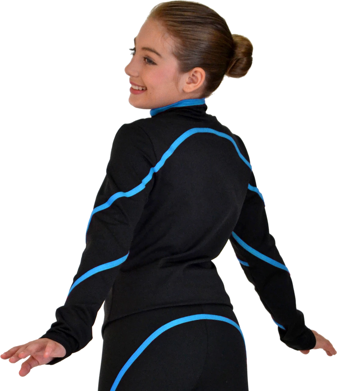 ChloeNoel J76 Heavy Poly Spandex Pipings Swirl Figure Skating Jacket - Image 7