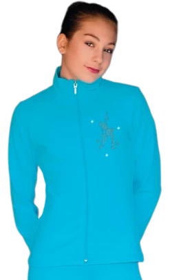 ChloeNoel JT811 Solid Fleece Fitted Elite Figure Skating Jacket W/ Mini Skating Crystals Combination