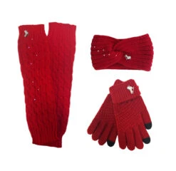 Melrose Ice Skating Warmers, Ice Skating Headband, The Gliding Figure Skating Gloves - Red (10% OFF)