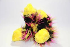 Figure Skating Furry Soakers -CF26 - Yellow Fuzzy Fur With Hot Pink, Yellow And Black
