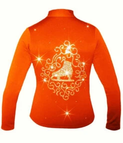 Orange Ice Skating Jacket With "Skate With Ornament" Applique