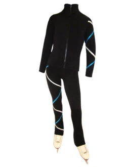 Criss Cross Fleece Ice Skating Jacket Silver/Turquoise XJ411 -Figure Skating Equipment Shop XJ411set 74124.1540224501