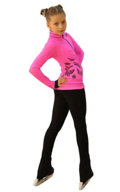 IceDress Figure Skating Outfit - Thermal - Flying (Hot Pink With Black)