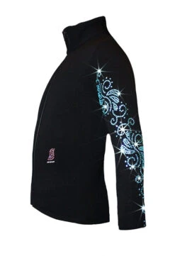 Ice Skating Jacket With "Aqua Swirls" Rhinestones Design(10% OFF, Size AS)
