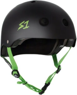 S1 Lifer Helmet - Black Matte With Bright Green Straps- Size XXL Only (Refurbished)