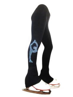 Ice Skating Pants With Blue Crystals "Biellmann" Applique