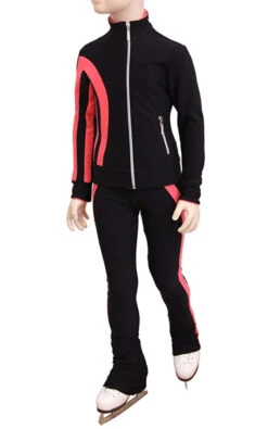 IceDress Figure Skating Thermal Jacket - Lutz (Black And Coral)