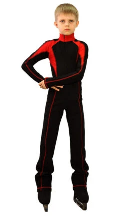IceDress - Figure Skating Training Overalls - Axel (Black And Red)